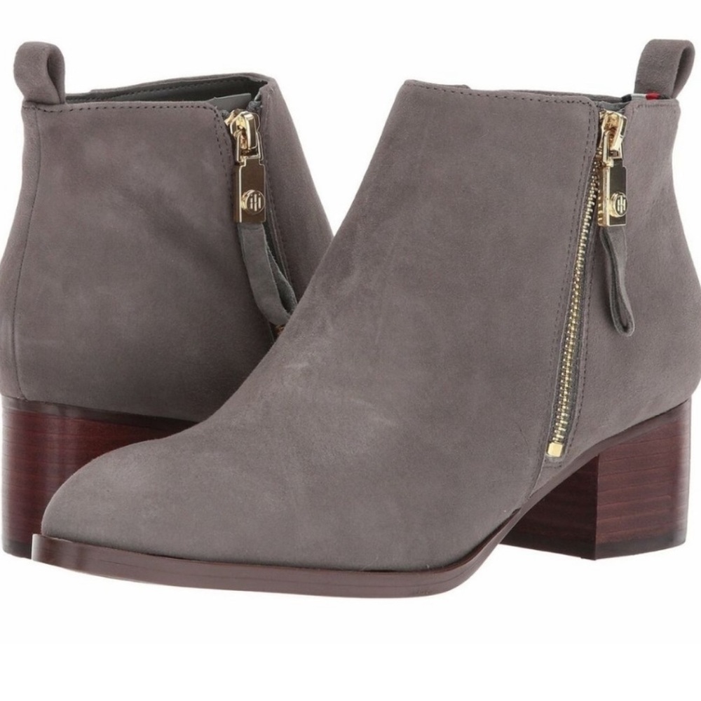 Grey suede tommy hilfiger booties